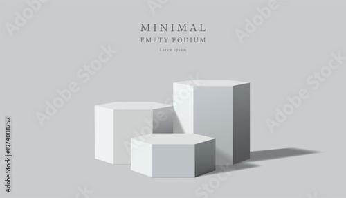 Minimalist Geometric Hexagonal Podium Scene with Soft Shadows for Modern Product Display