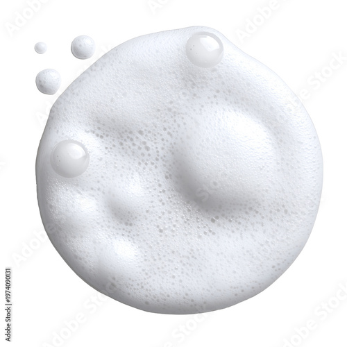 A close-up view of a white foam substance with bubbles on a clean surface