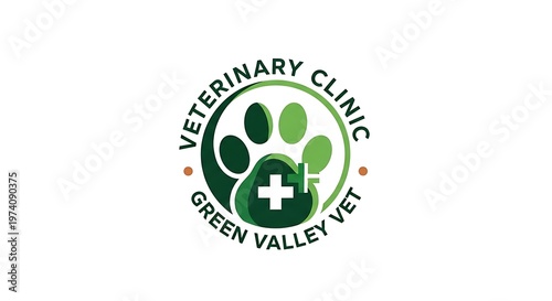Modern Veterinary Clinic Logo with Paw Print and Medical Cross