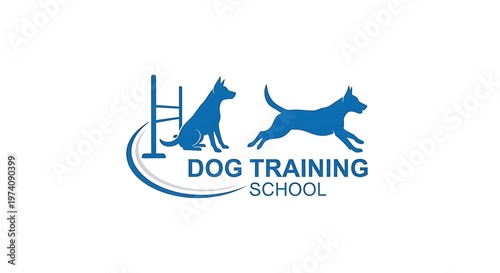 Dog Training School Logo Design with Canine Silhouettes