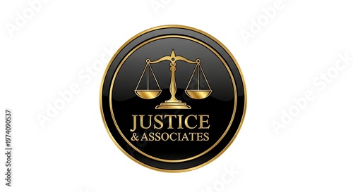 Elegant Golden Scales of Justice Law Firm Emblem on Black