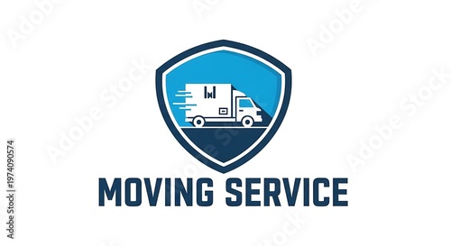Professional Moving Service Logo with Shield and Truck