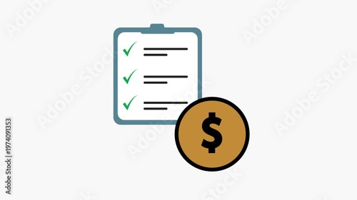 Financial checklist planning flat animation concept