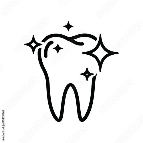 Sparkling clean tooth icon representing dental hygiene and a healthy, bright smile