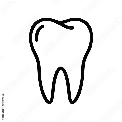 Icon of a healthy tooth with a white outline on a transparent background, representing dental care and oral hygiene