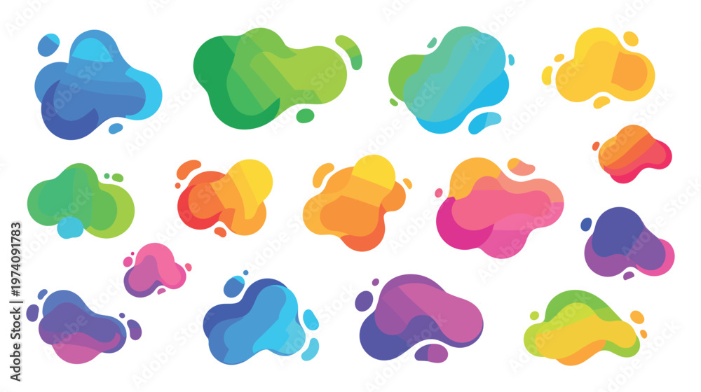 Fototapeta premium Abstract colorful fluid blob shapes with layered gradient transitions providing vibrant modern graphic assets for backgrounds, logos, and multimedia projects.