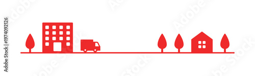 シンプルで使いやすい配送トラックの図案・赤色