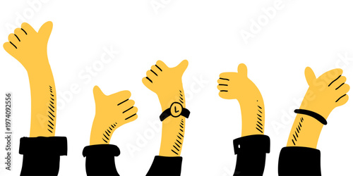 Hands thumbs up illustration vector for positive social media. Ideal for symbolizing good feedback, success, approval, and supportive network interactions.