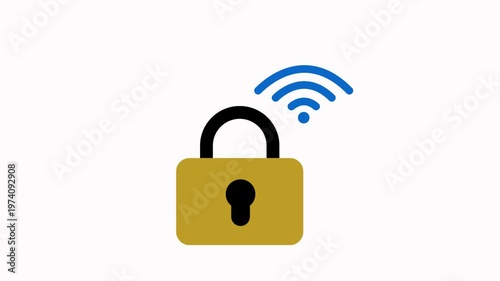 Secure wifi lock network animation icon