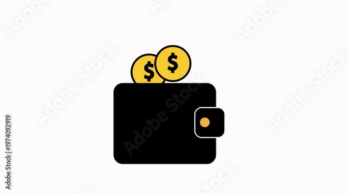 Money wallet finance flat animation concept