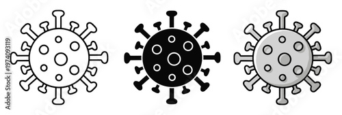 A detailed graphic representation of a microscopic virus organism, perfect for conveying health warnings, disease information, and scientific concepts in various educational or public