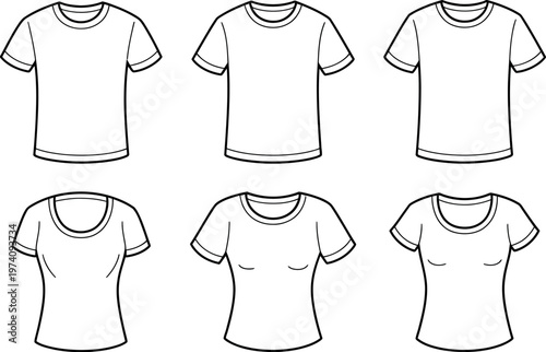 Tshirt white minimal templates arranged in grid format blank apparel mockup clean clothing design presentation front perspective