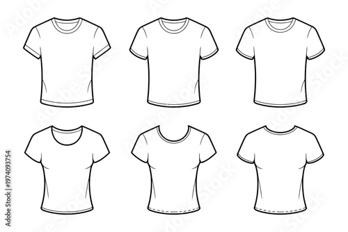 Tshirt simple white templates displayed in grid layout clean apparel mockup blank clothing design front view minimal style