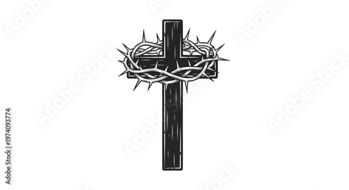 Black cross with crown thorns.