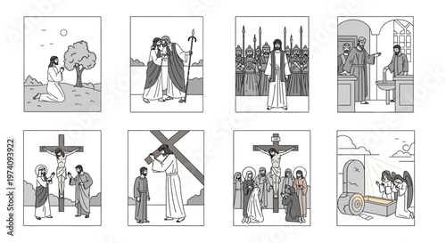 Jesus Christ Crucifixion Scene Illustration.