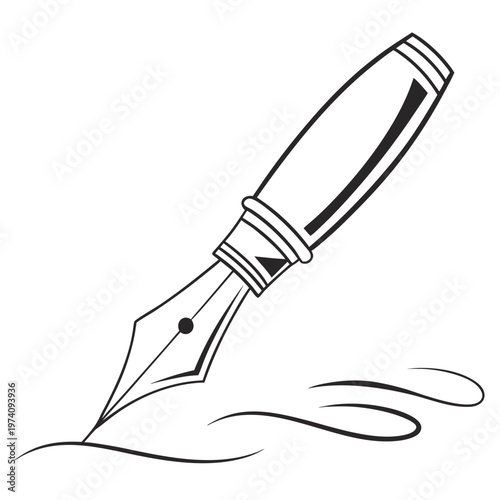 Vintage fountain pen ink nib vector illustration for calligraphy and professional writing isolated on white background perfect for business logo.
