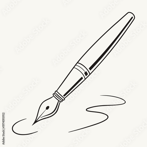 Elegant calligraphy pen nib vector icon with fluid ink line for luxury branding wedding invitation designs and professional stationery illustration.