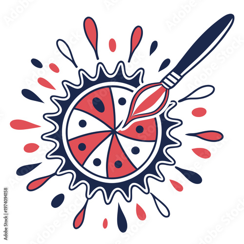 Paint brush and red and blue paint splash vector illustration, paint brush and abstract color splash, creative design for artist.