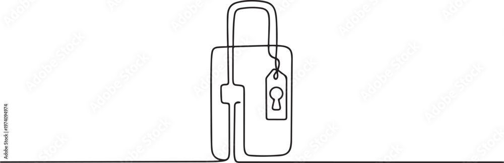 Fototapeta premium Travel locker concept. Single line draw design. one line art icon drawing vector