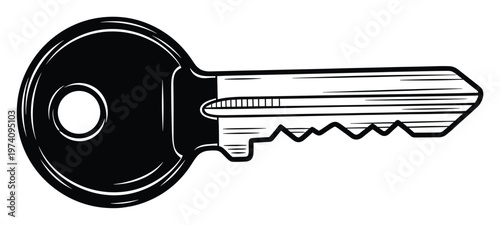 Bold graphic key symbol representing security access and solutions for use in business presentations digital icons and conceptual lock and unlock designs