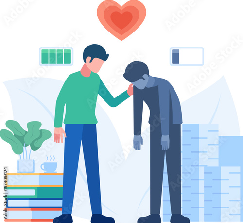 Person Comforting an Exhausted Colleague at Work