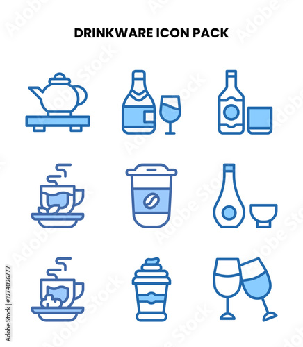 Drinkware Two Colour Design Icons Pack