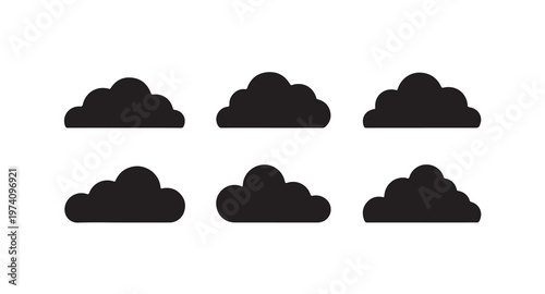Cloud icon set isolated on white background flat design style cloudscape weather symbol