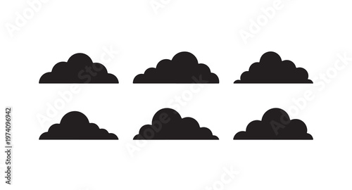 Cloud icon set isolated on white background flat design style cloudscape weather symbol simple