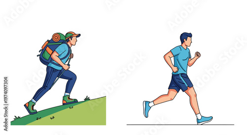 Man running on hill and road.