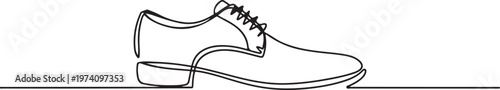 Classic men's shoes in continuous line art drawing style. Dress shoes minimalist black linear sketch isolated on white background. one line art icon drawing vector