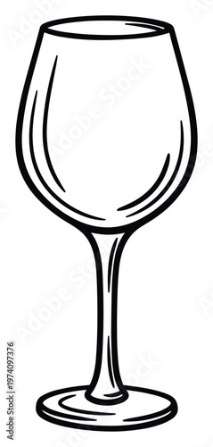 Stylized outline drawing of a classic wine glass perfect for drinkrelated branding materials bar menus or sommelier presentations