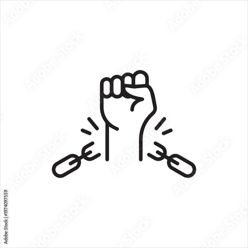 Freedom and Human Rights concept on white background or silhouette vector 