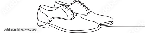 Classic men's shoes in continuous line art drawing style. Dress shoes minimalist black linear sketch isolated on white background. one line art icon drawing vector