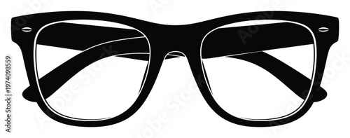 Classic black frame eyewear silhouette displaying sleek lines, suitable for optic store branding, personal style guides, or visual communication projects.