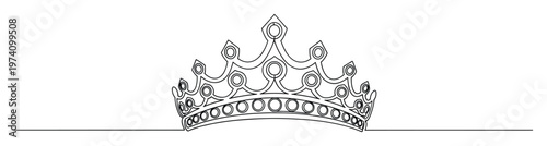 Elegant outline of a royal crown drawn with a single continuous line, perfect for branding, luxury product packaging, or regal event invitations