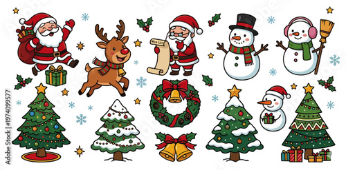 ポップで可愛いクリスマスの装飾セット