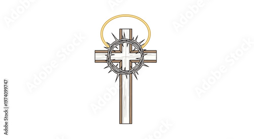 Cross with thorns and crown.