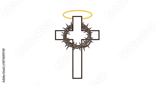 Crown of thorns on cross symbol.