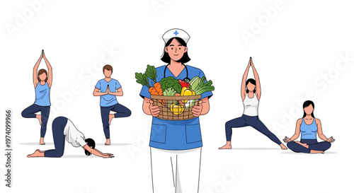 Woman holding basket of fresh vegetables.