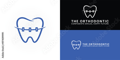 A clean outline of a tooth with braces creates a modern, professional symbol that reflects precision, trust, healthy smiles, and expert orthodontic care.