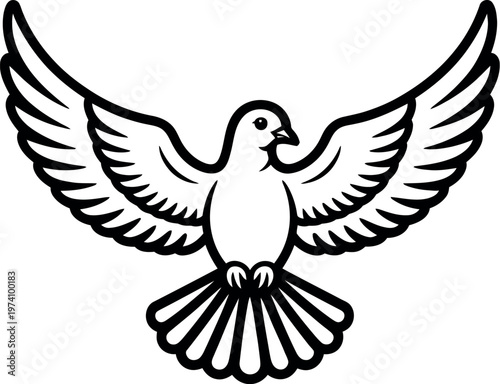 Dove white stylized illustration with open wings representing peace purity freedom hope calm symbolic bird design