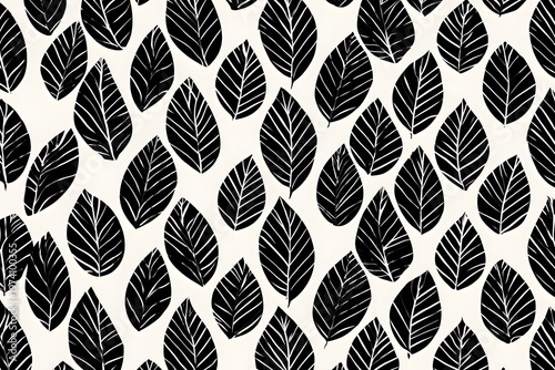 Black and white leaf pattern design on a light background for decor and crafts projects