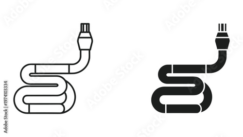 Two black and white microphone icons in line art style for audio recording or podcasting isolated on white background