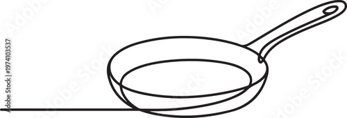 one continuous line drawing of big pan isolated on white background. one line art icon drawing vector