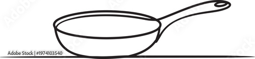 one continuous line drawing of big pan isolated on white background. one line art icon drawing vector