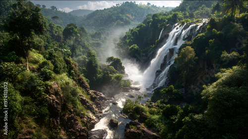 View of Boali Falls in the Central African Republic. Illustration of a background view of the Central African Republic.
