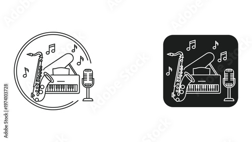 Jazz Band Instruments Silhouette