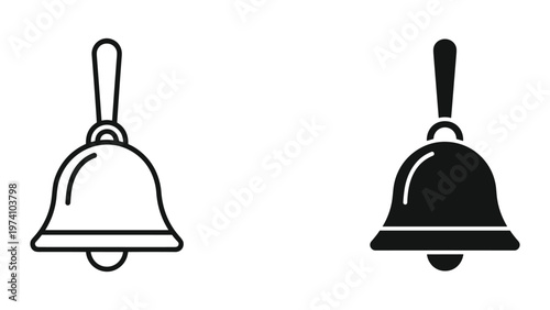 Tableau sur toile Two bell icons in black and white isolated on white background
