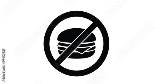 No hamburger allowed A prohibition sign with a burger illustration