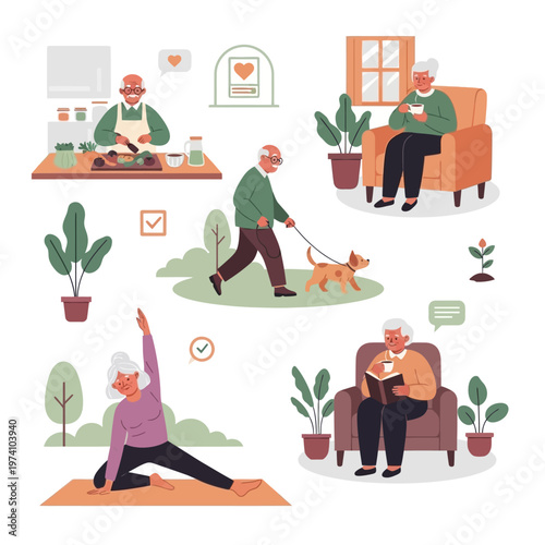 Elderly People Engaging in Various Activities.